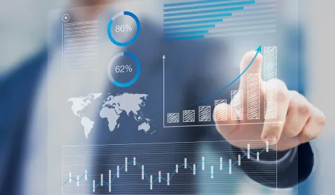 Finansal gösterge paneli ve analiz grafikleri ekranı